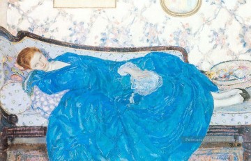  Carl Galerie - La robe bleue Impressionniste femmes Frederick Carl Frieseke